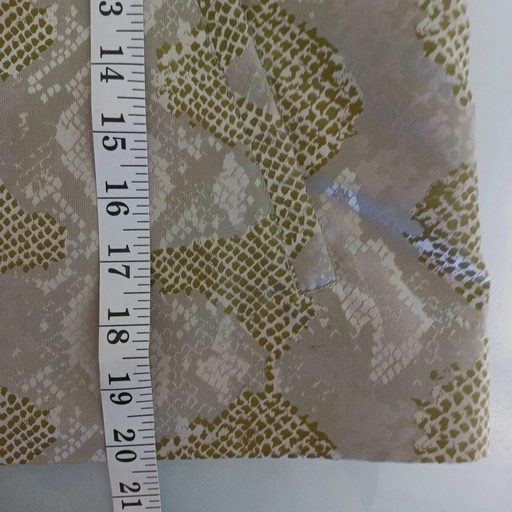 Samuel Dong Womens Sage Green Snakeskin Jacquard‎ Portrait Collar Jacket Size L